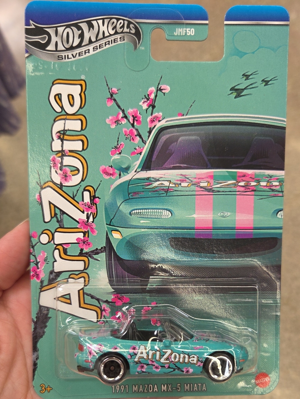 Hot Wheels Silver Series 1991 Mazda MX-5 Miata - Arizona Teal with Pink Floral